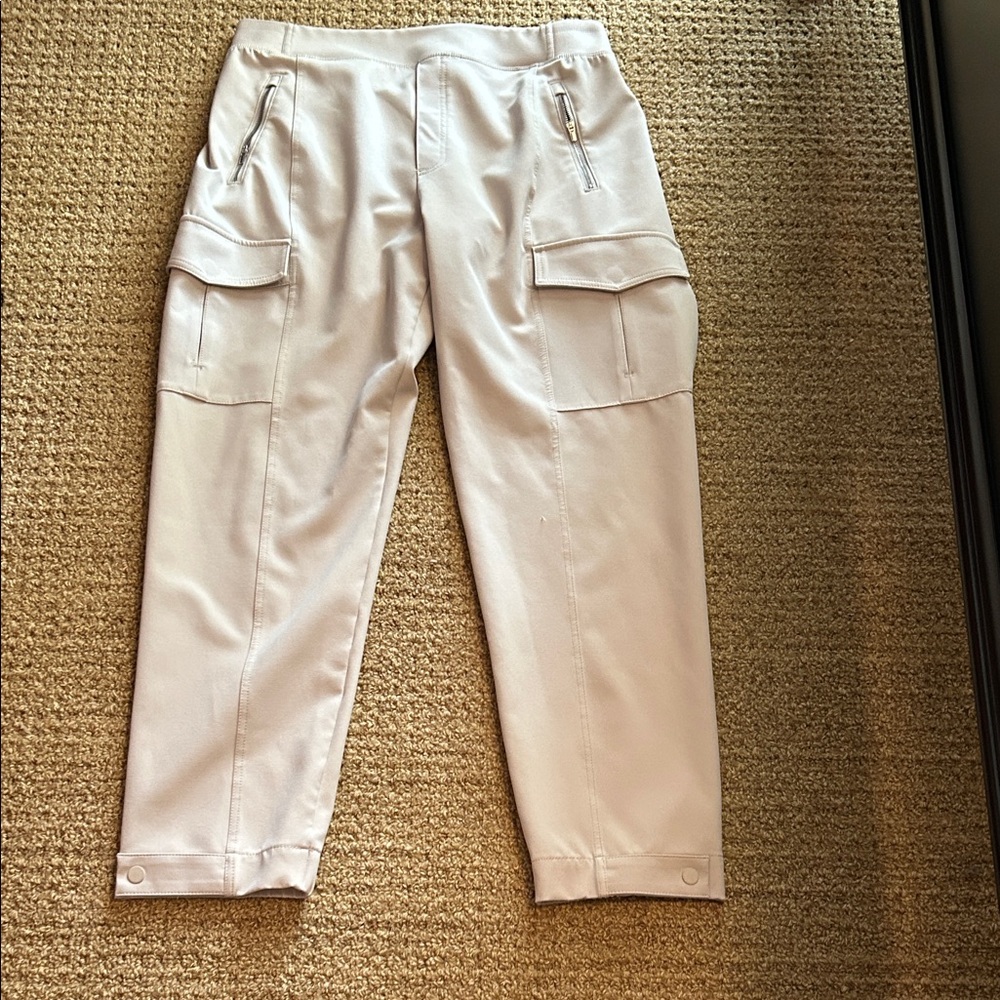 Athleta tan Cargo Pants with snaps on bottom of leg 
Worn once